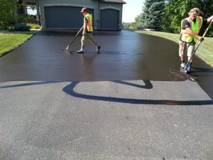 Sealcoating a driveway in Tampa Florida